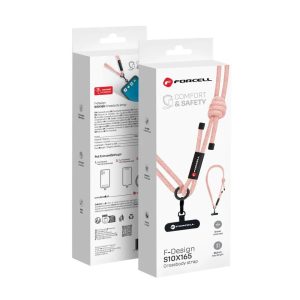 Forcell F-Design adjustable crossbody phone lanyard (max 82.5cm in the loop) pink and white