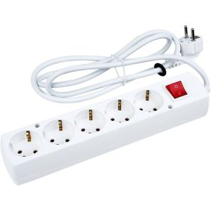 Aigostar German 5-Way Power Strip with Switch 1.5m 3G1.0mm&sup2; White