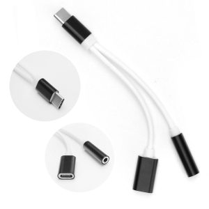Adapter AUX 2in1 Type C (male) to Type C (female) / Jack 3,5 mm (female)