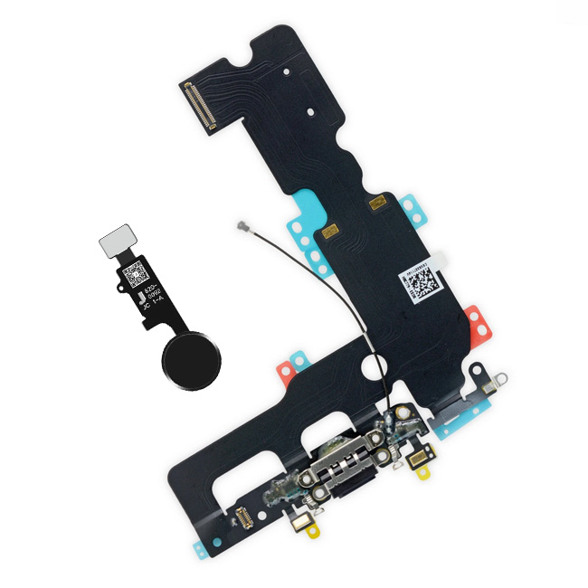 iPhone 7 Plus Lightning Connector + Home Button Black Assembly