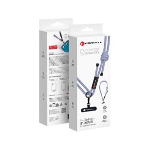 Forcell F-Design crossbody phone lanyard with adjustable length (max 82.5cm in the loop) gray-purple