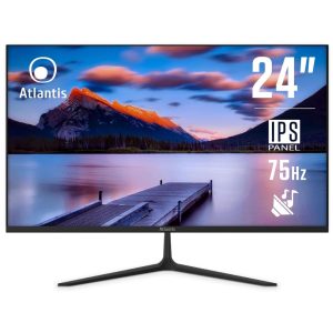 Atlantis 24" LED Monitor FHD 1920x1080 75Hz FreeSync IPS Screen, VGA HDMI DP Ports