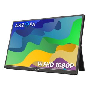 Arzopa HDR Portable Monitor 14" FHD 1920 x 1080p, 60 Hz, Mini HDMI/USB-C, Black