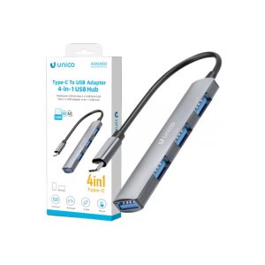 Unico Adapter USB-C to 4x USB-A Aluminium OTG Hub