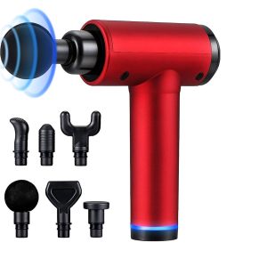 Andowl Red Muscle Massage Gun, 6 Speeds Cordless Handheld Deep Tissue Neck Back & Muscle Massager Gun, Super Quiet Chargeable Device