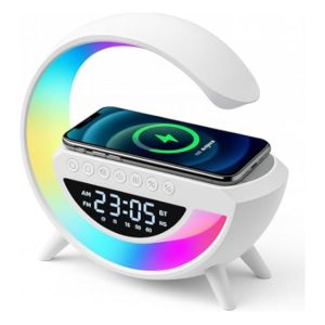 Arrango AR48996 RGB LED Desk Lamp with Wireless Phone Charge, Speaker,  FM Radio & Alarm Clock