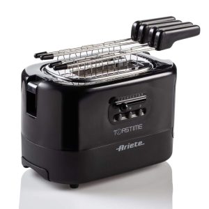 Ariete Toastime Black Toaster, 2 Slice Capacity, 9 Browning Levels, 700 W