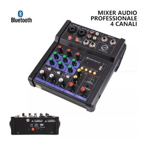 Allpress Mixer Audio Profesionale DJ Sound Console Portatile 4 Bluetooth USB