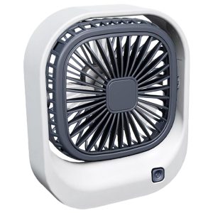 Small Square Desk Fan USB Rechargeable Adjustable Airflow, Green or White