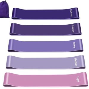 Fitness Bands Set of 5 Thera Band with Exercise & Carry Bag for Pilates or Yoga