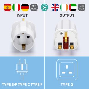 BULK WHITE CE Approved EU to Malta Plug Adapter Euro Schuko 2 Pin 2990W 230/250V