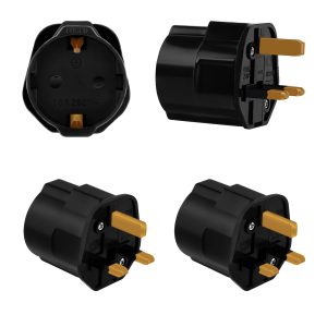 BULK BLACK CE Approved EU to Malta Plug Adapter Euro Schuko 2 Pin 2990W 230/250V