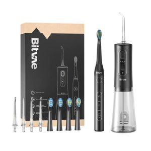 Bitvae Toothbrush With Tips Set and Water Flosser, Black