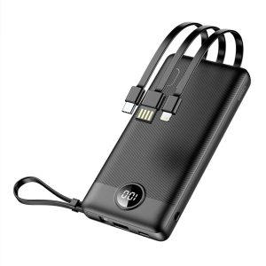 VEGER Powerbank 10000mAh with built-in cables Micro USB / USB-C / Lightning