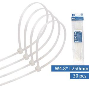 Nylon cable ties 4.8*250mm  packet of 30 pcs (white)