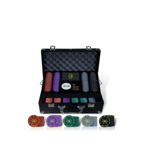 Plastic Poker Chips Poker Set, 500 Chips with Print Black Aluminium Box