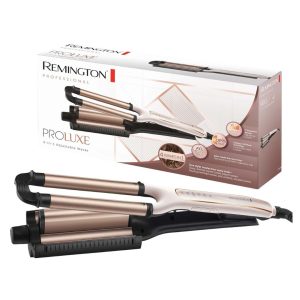 Remington Curling Iron &ndash; Magazine Test Winner &ndash; ProLuxe 4 in 1: Beach Waves, Natural Waves, Water Waves, Mermaid Waves