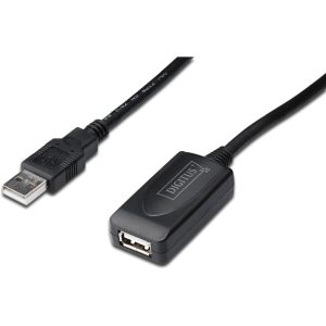5m DIGITUS USB 2.0 Active Extension Cable, Type A, Black