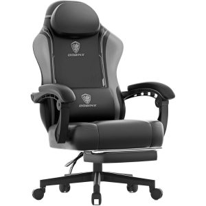 Dowinx Ergonomic Gaming Chair PU Leather with Massage Lumbar Support, Grey
