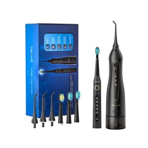 FairyWill, Sonic toothbrush with tip set and irrigator,  Black