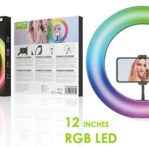 AllPress 12-Inch RGB LED Ring Light with Phone Holder &ndash; 7 Colors & 8 RGB Modes