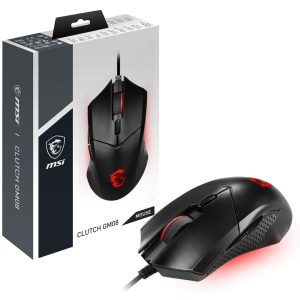 MSI Clutch GM08 - USB Symmetrical Wired Gaming Mouse, Red LED, Optical Sensor PAW 3519 (4200 DPI)
