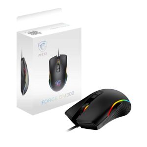 MSI FORGE Gaming Mouse,7200DPI Optical Sensor, Symmetrical Design, Over 10M Click Switch, 7 Buttons, 8ms Latency, RGB LED, 118g - Wired