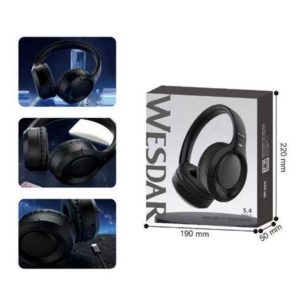 Wesdar K-208H &ndash; Wireless BT Headphones 5.4 (40 mm, 30 mW, 30 h Playback, Type-C) Black