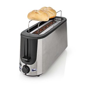 Nedis 2-Slice Long Slot Toaster &ndash; 1000 W, 7 Browning Settings (Stainless Steel)
