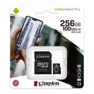 256GB Kingston Canvas Select Plus Micro SDXC Memory Card with SD Adapter