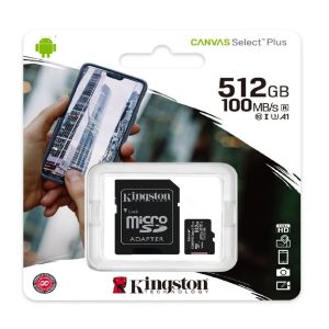 512GB Kingston Canvas Select Plus Micro SDXC Memory Card with SD Adapter