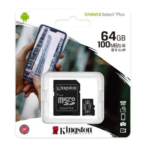 64GB Kingston Canvas Select Plus Micro SDXC Memory Card with SD Adapter