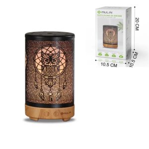 MU Oil Diffuser with Carved Metal Owl Cover, Ultrasonic Essential Oil Diffuser