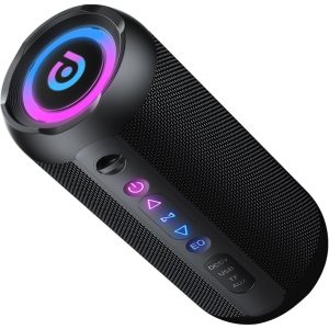 30W Portable Bluetooth Speaker, Powerful Bluetooth Speaker, Dual Bass Drivers, 30 Hours of Playtime, IP7 Waterproof Bluetooth Speaker, RGB Lights, TWS Pairing, AUX, TF Card, Dark Grey
