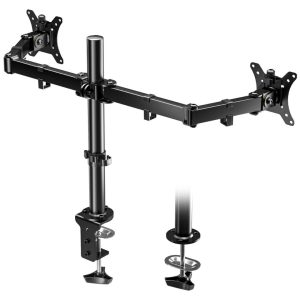 BONTEC Dual Monitor Stand for 13-30" to 2 x 8 kg VESA VESA 75/100, 360&deg; Rotation, Black
