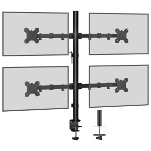 BONTEC Desk Mount for 4 Monitors 13"-27", Height Adjustable, 360&deg; Rotation and 180&deg; Swivel, VESA 75/100mm, Up to 10kg per Screen