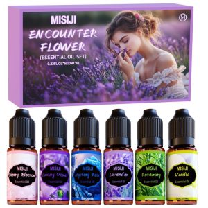 MISIJI Essential Oil Diffuser Set, Aromatherapy Humidifiers DIY Candles, Cherry Blossom, Mysterious Rose, Rosemary, Vanilla, Lavender, Luxury Purple