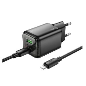 HOCO Phone Charger USB A + USB C QC3.0 PD 3A 20W + cable USB C to Lightning