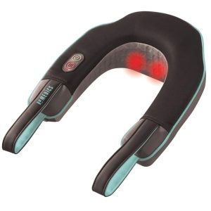 HoMedics Neck and Cervical Massager, Portable Electric with Heating Function, Cushion with Soothing Heat, Batteries or Cable, Integrated Controls