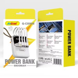 Andowl Q-CD998 Power bank 6800mah with Built-in Charging Cables