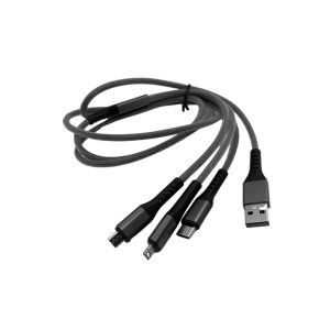 Andowl 1.2m USB-A to Lightning / USB-C / Micro USB Cable Black
