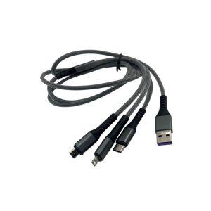 Andowl Regular USB-A to Lightning / USB-C / Micro USB 1.2m Cable Gray