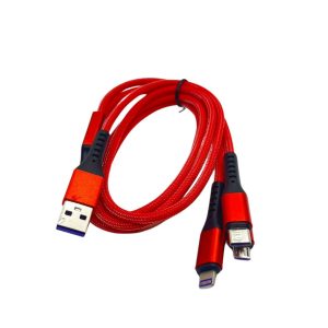 Andowl 1.2m USB-A to Lightning / USB-C / Micro USB Cable Red