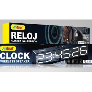 Andowl Clock Speaker With Alarm Bluetooth V5.0 TF Card Aux Battery Included