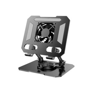 Andowl Adjustable Tablet Stand with Cooling Fan 360&deg; Rotating Black
