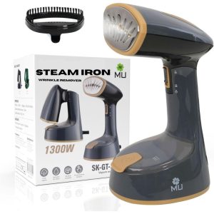MU 1300W Handheld travel steamer, 120 ml long cord upright use quick wrinkle removal (grey or green)