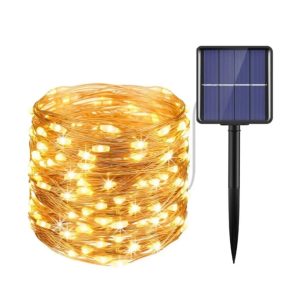 Solar Copper LED String Lights 15 m (150 LEDs), Warm White 3000 K, 8 Modes, IP44 Outdoor, 10&ndash;11 h Runtime, Solar Panel 2 V/200 mA &ndash; ExtraStar TYRC150C