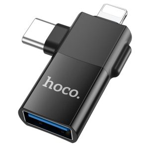 HOCO 2in1 USB-C / Lightning to OTG USB-A Adapter