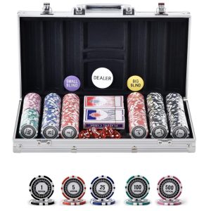 VEVOR Poker Chip Set, 300 Piece, Complete Game Card Chips Set with Aluminium Case, Poker Chips 11.5g, Blackjack