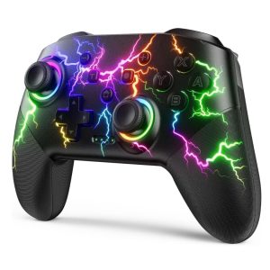 VOYEE Switch Controllers Compatible with Switch/Lite/OLED/Windows, 1000 mAh Programmable RGB Flash LED, Wireless